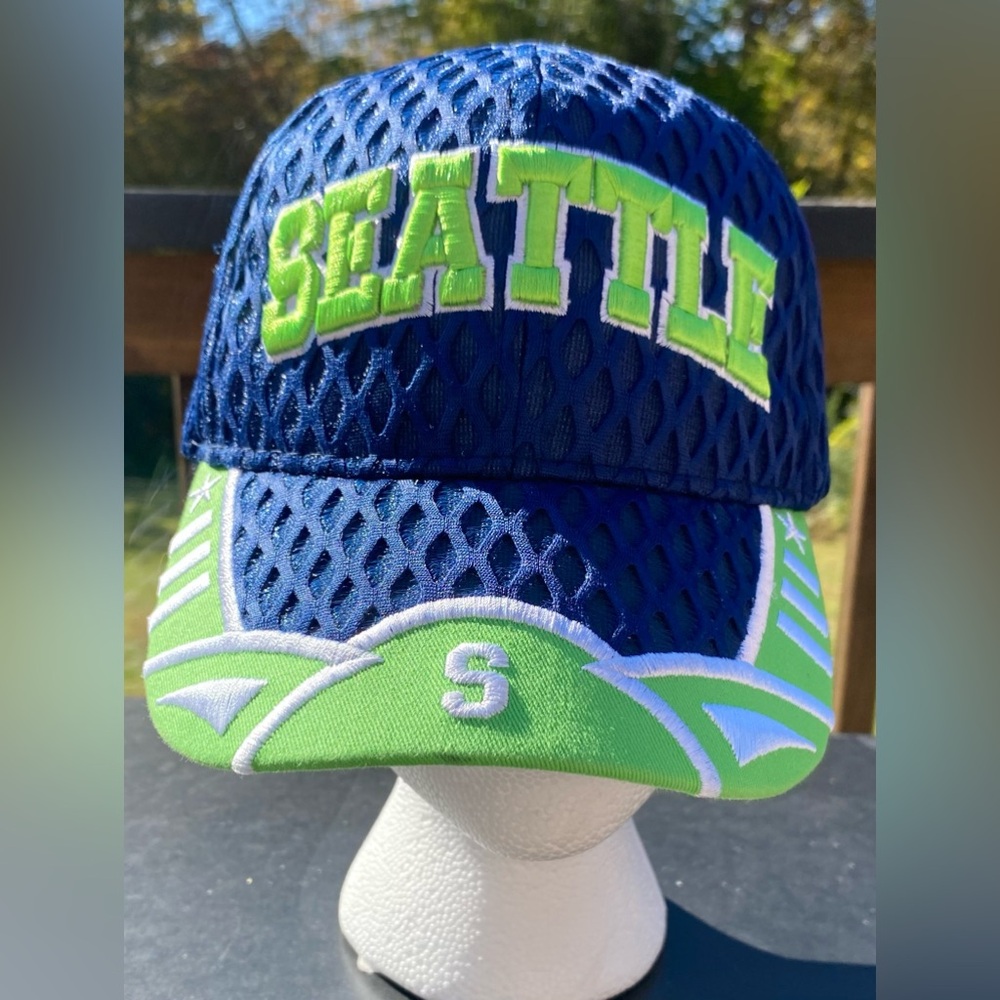 Seattle Seahawks Lime Green/ Navy Adjustable Black Hawk Joy Cap Men’s
